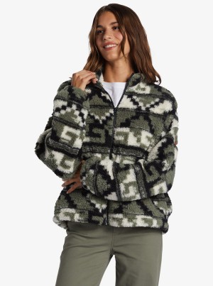 ロキシー Off The Wave Sherpa Printed Full-Zip Fleece パーカー | PVX951246