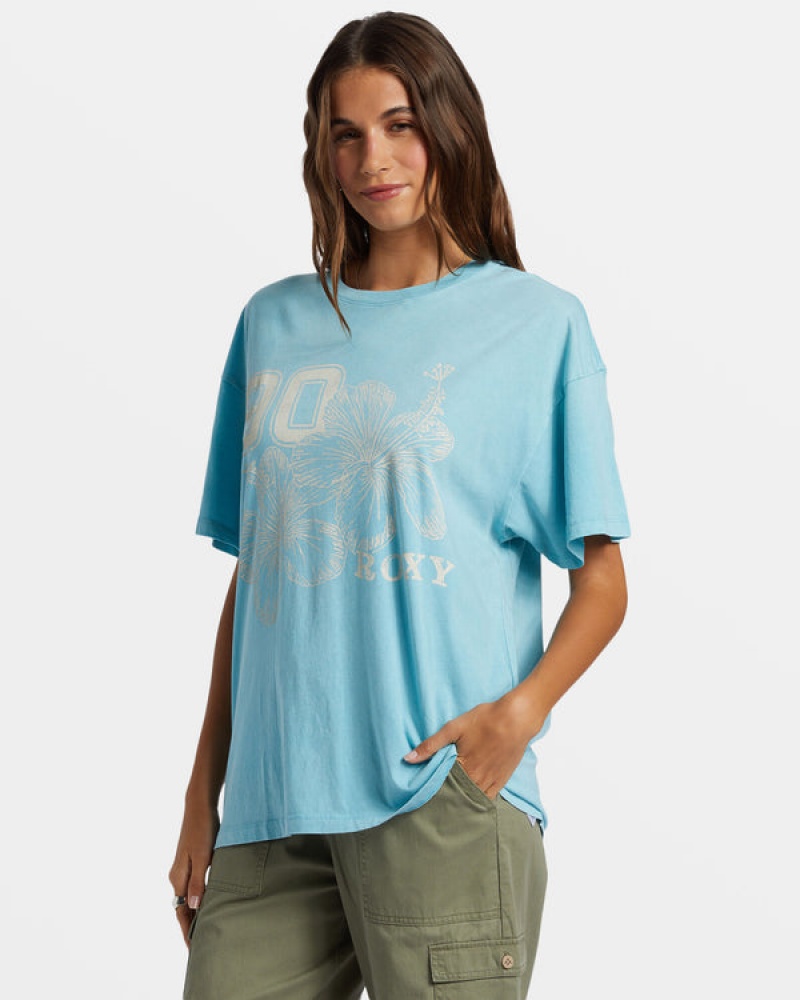 ロキシー Hibiscus Collegiate Oversized Tシャツ | CYL239651