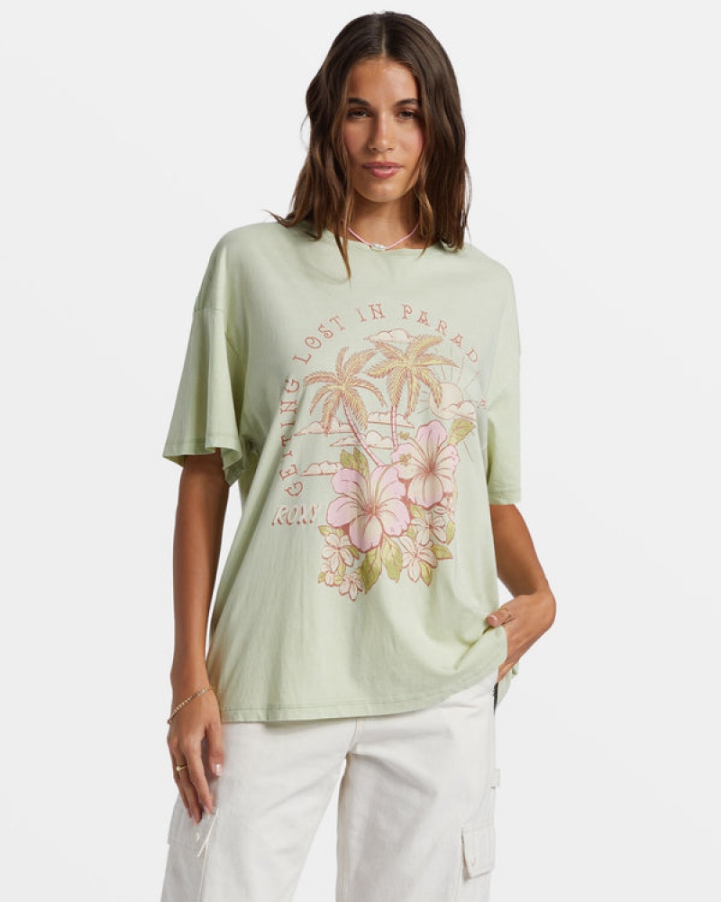 ロキシー Hibiscus Paradise Oversized Boyfriend Tシャツ | OBN435809