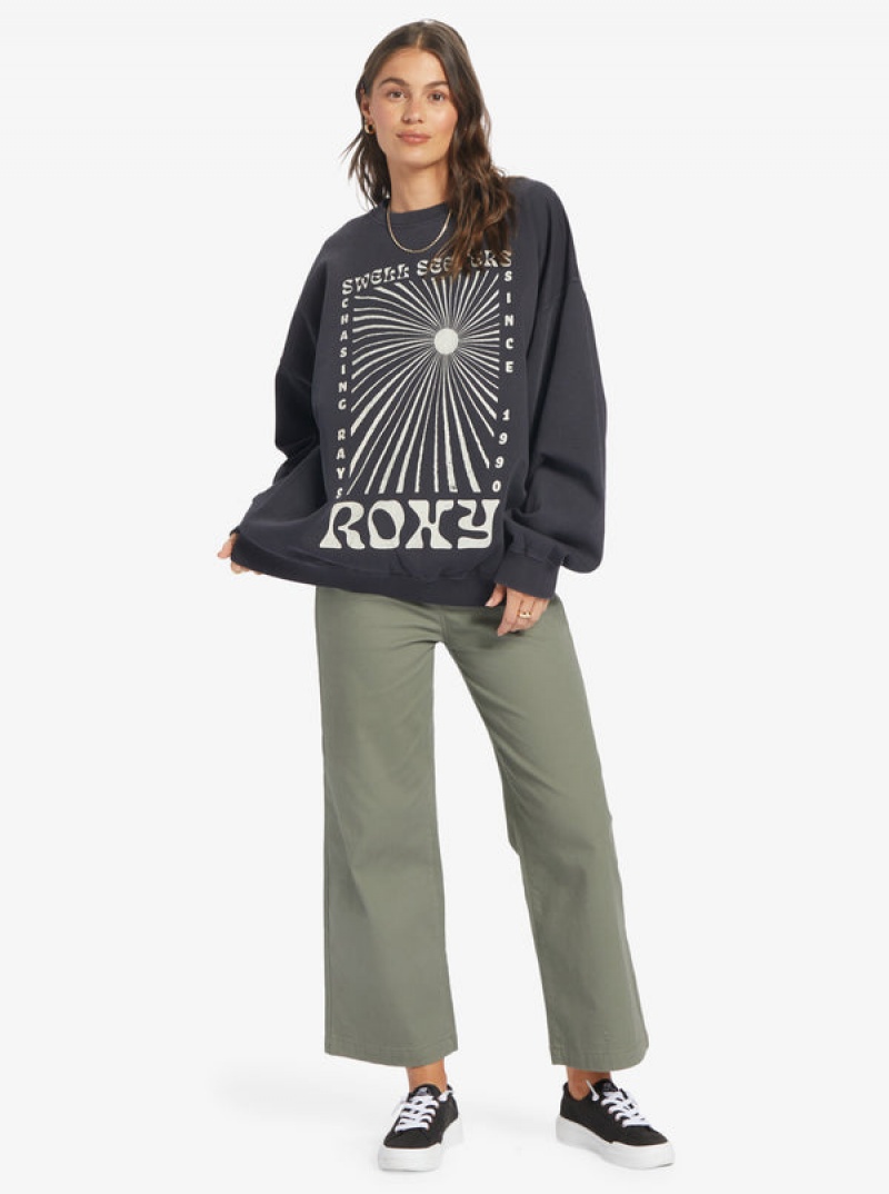 ロキシー Lineup Oversized Crew Neck パーカー | ELK256983