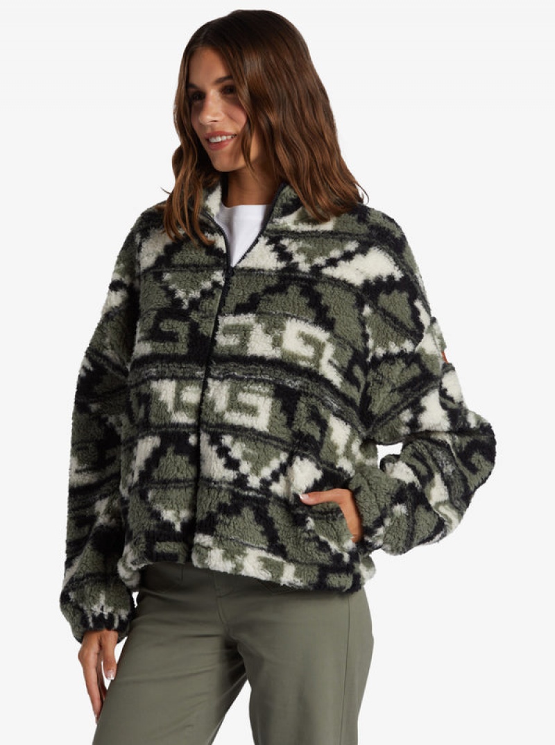 ロキシー Off The Wave Sherpa Printed Full-Zip Fleece パーカー | PVX951246