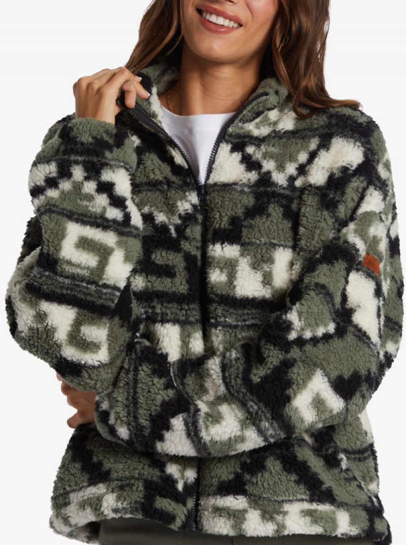 ロキシー Off The Wave Sherpa Printed Full-Zip Fleece パーカー | PVX951246