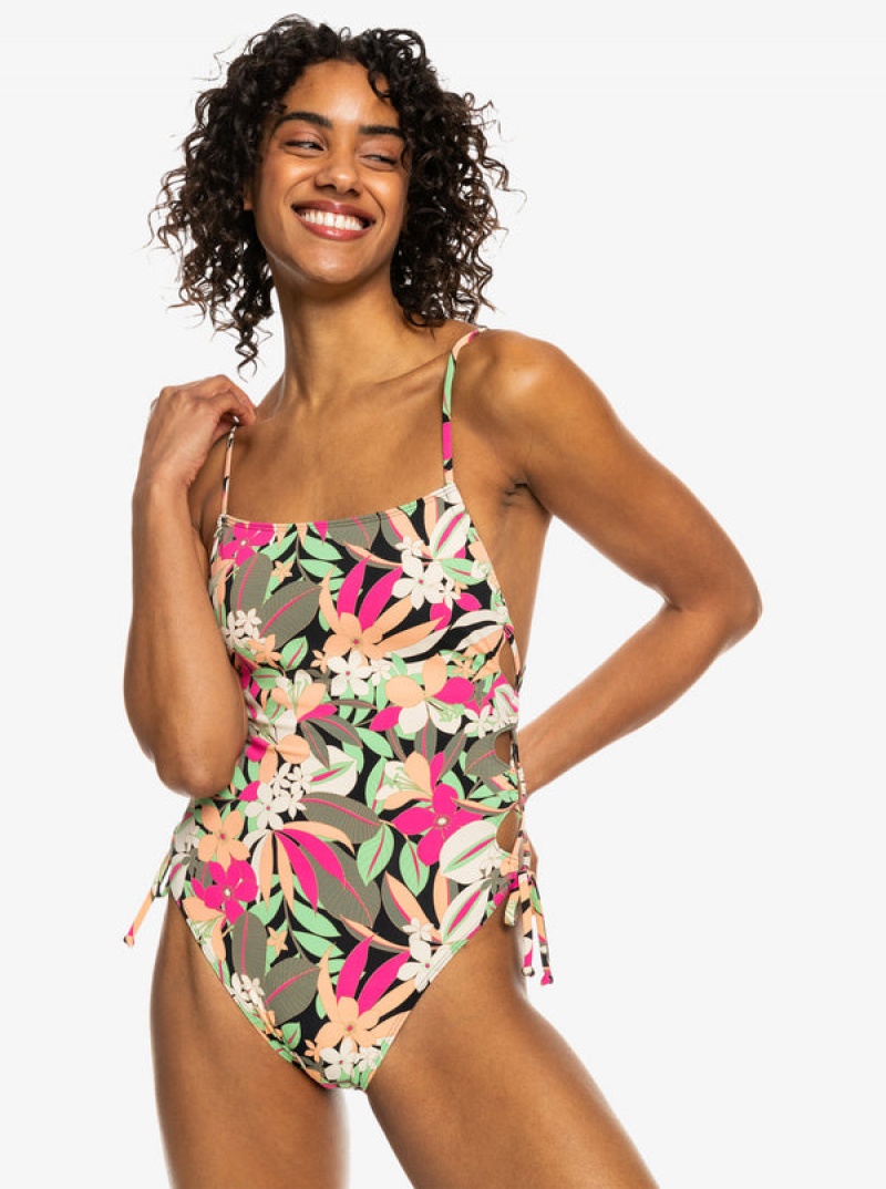 ロキシー Printed Beach Classics レース Up One-Piece 水着 | BDQ043127