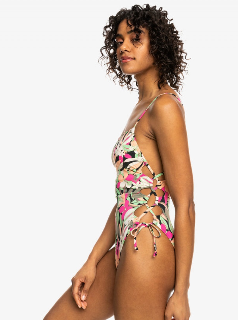 ロキシー Printed Beach Classics レース Up One-Piece 水着 | BDQ043127